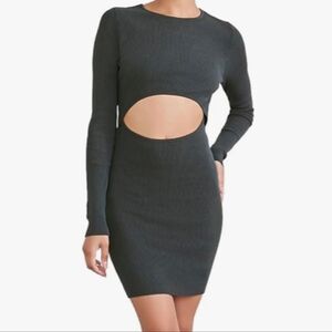 VICI Olive Green Cutout Long Sleeve Bodycon Midi Dress XS